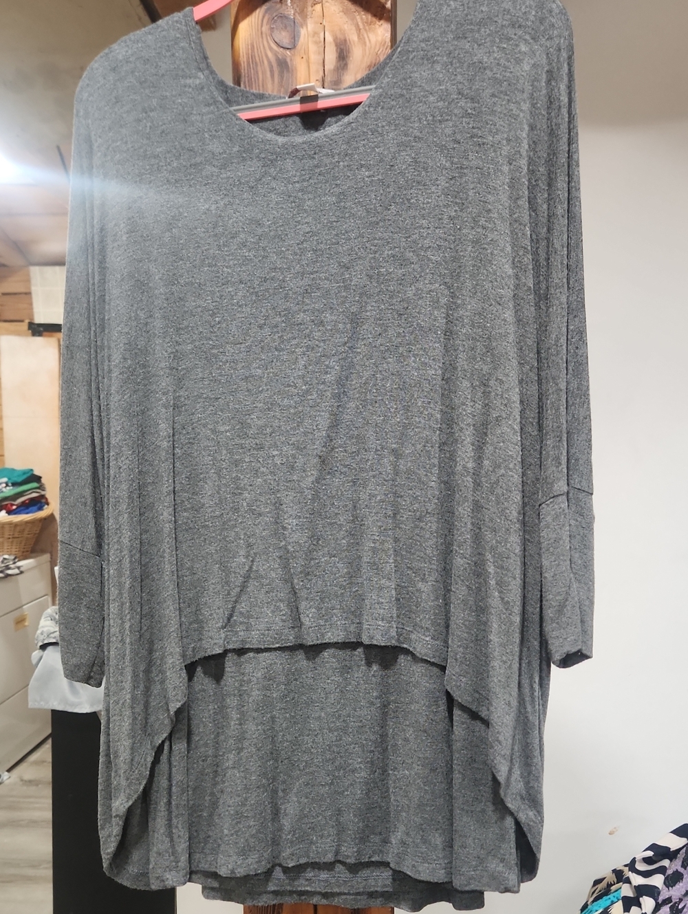 Women's Gray High-Low Oversized Top